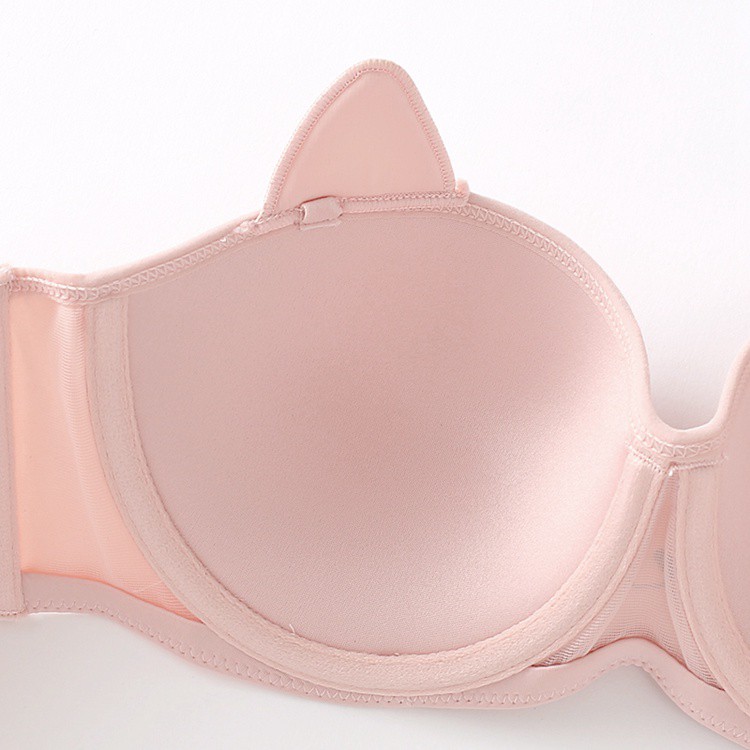 Áo Lót Lụa Có Gọng Đệm Mỏng Mềm Mịn Hình Mèo Dễ Thương B405