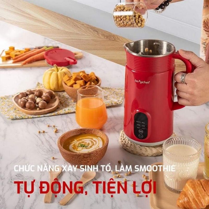 Máy xay nấu đa năng 5 in 1,làm sữa hạt, xay sinh tố, xay hạt, nấu cháo, máy đun nước Lazy Chef