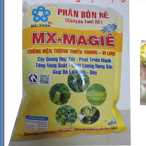 Phân Bón Rễ MX MAGIÊ Cung cấp Magie giúp cây quang hợp tốt xanh cây dày lá túi 700gr