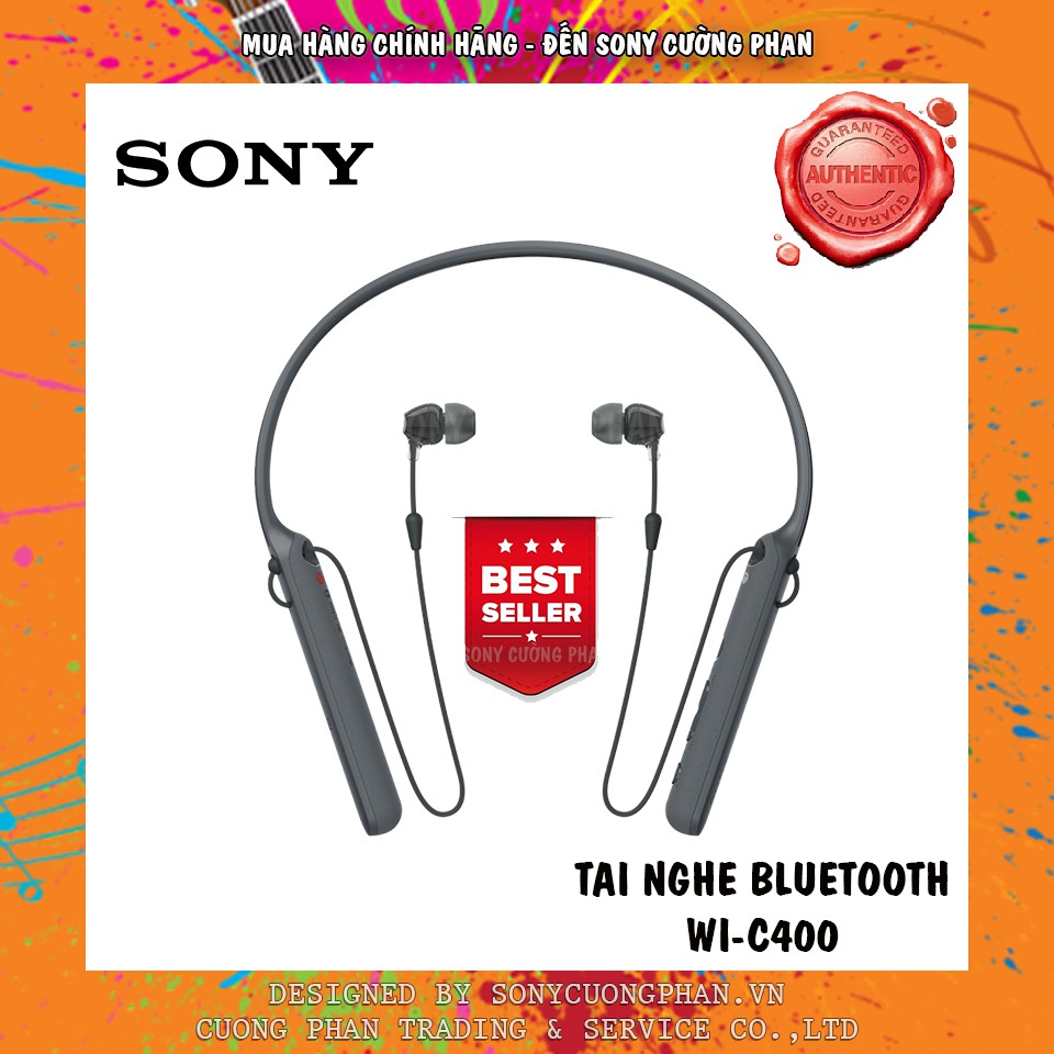 [Mã 159ELSALE hoàn 7% đơn 300K] Tai Nghe Bluetooth Không Dây Sony WI-C400 - Hàng Chính Hãng Sony Việt Nam - Mới 100%