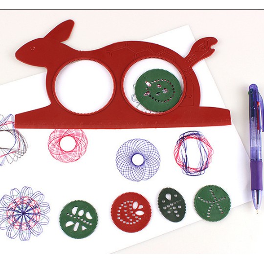 Bộ Thước Hình Thỏ Vẽ Họa Tiết Hoa Văn Sáng Tạo Spirograph Phát Triển Kỹ Năng