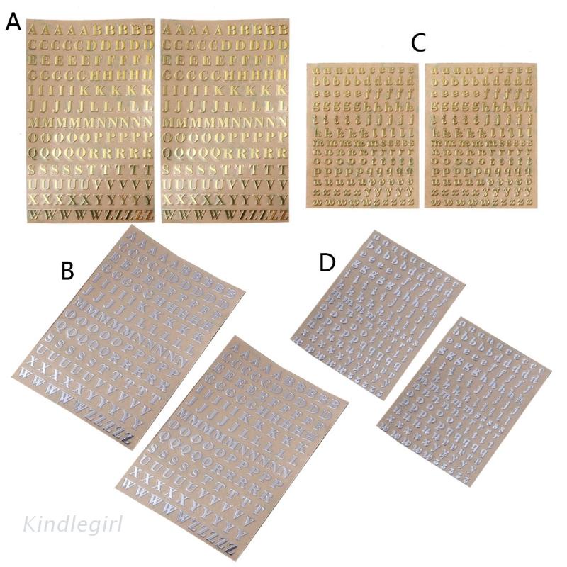 Set 2 tấm 26 chữ cái A-Z kim loại dán trang trí DIY