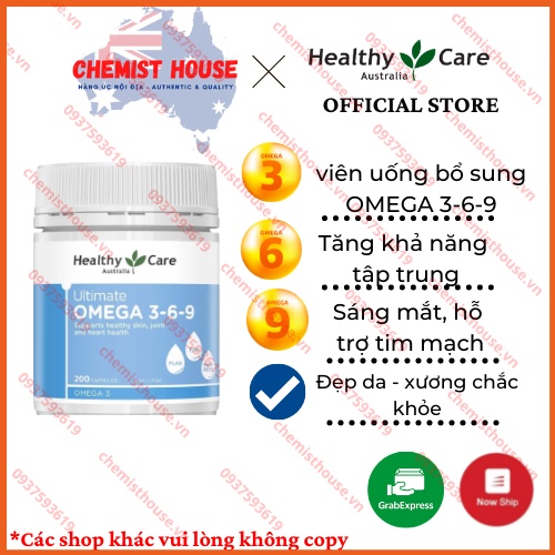 Healthy Care Ultimate Omega 3-6-9 - Viên uống tổng hợp Omega 3-6-9 200 viên