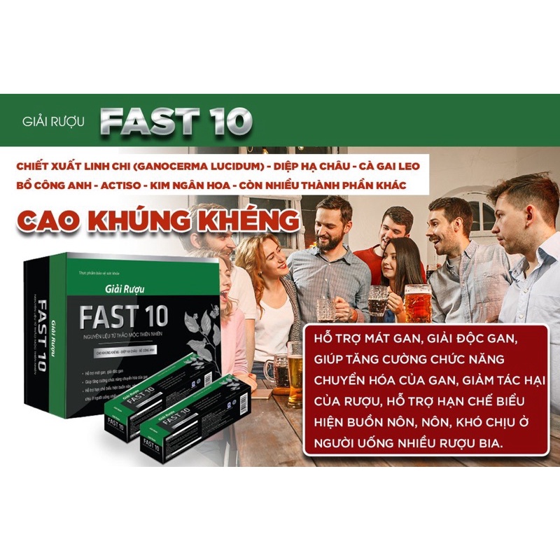 Giải Rượu Fast 10 ( Hộp 6h nhỏ x 4 gói )