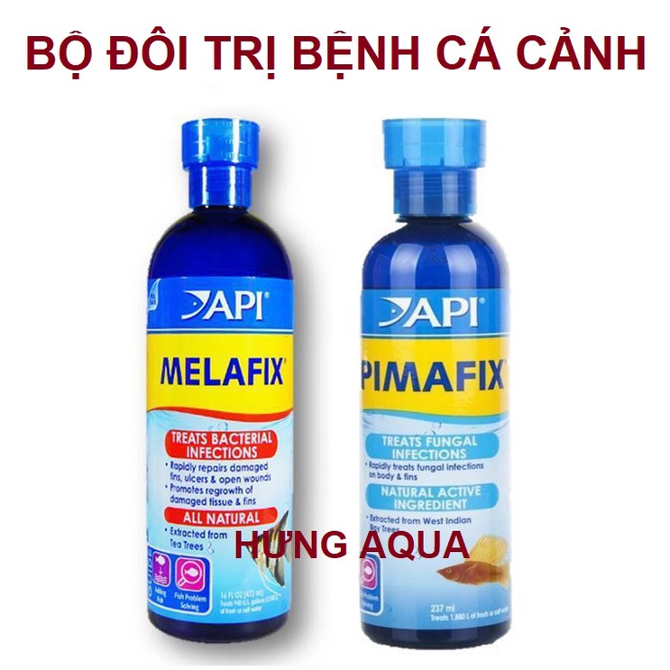 Dung Dịch Kháng Khuẩn chữa nấm, bệnh lở loét, thôi vây đuôi cho cá cảnh Melafix + Pimafix Api (chính hãng)