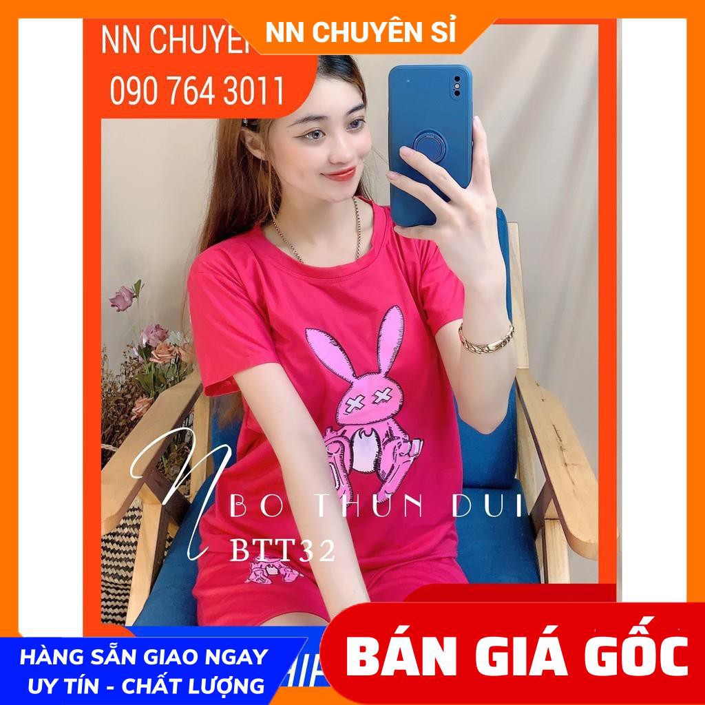 Đồ bộ bò sữa Đồ bộ nữ mặc nhà chất thun mềm mịn in hình hoạt hình dễ thương BTT thun đùi tổng hợp