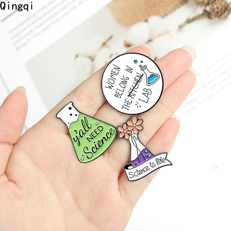 Ghim cài áo Miss Zoe bằng kim loại hình chủ đề khoa học toán học hóa học sáng tạo