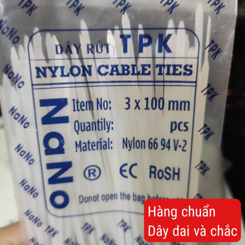 Dây rút 10 cm (3x100mm) màu trắng TPK [Bịch khoảng 80 sợi]