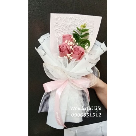 Bó hoa hồng sáp thơm vĩnh cửu 3 bông