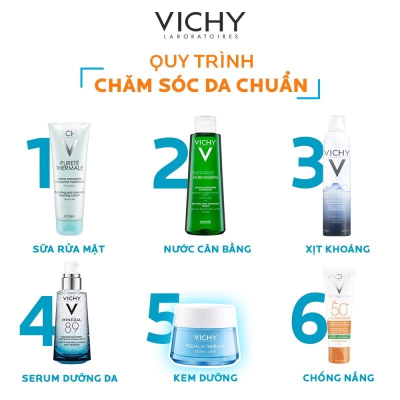 Kem dưỡng ẩm cung cấp nước cho da căng mịn ẩm mượt Vichy Aqualia Thermal Rehydrating Cream-Light 50ml