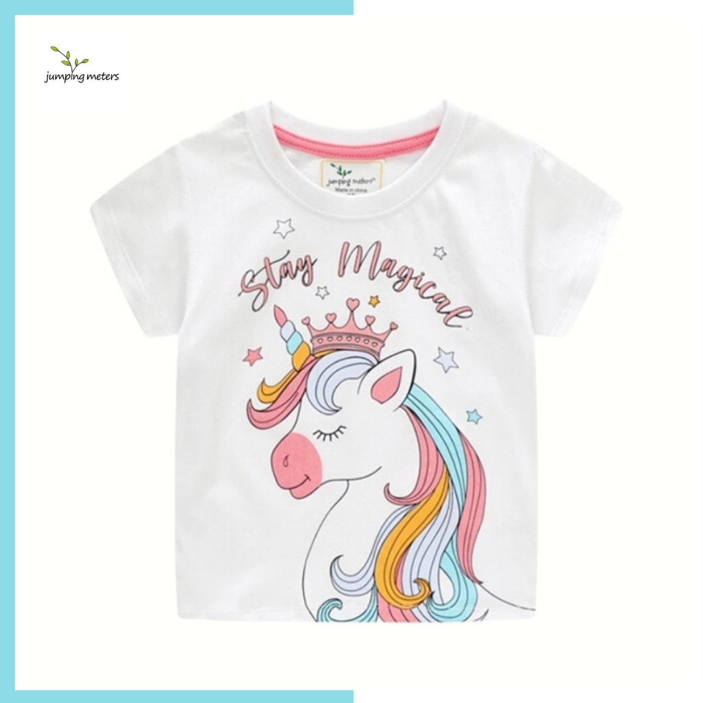 Áo thun hè cotton Jumping trắng Pony JM67053 cho bé gái 2-8 tuổi Mẫu mới 2022 - Little Maven Official Store