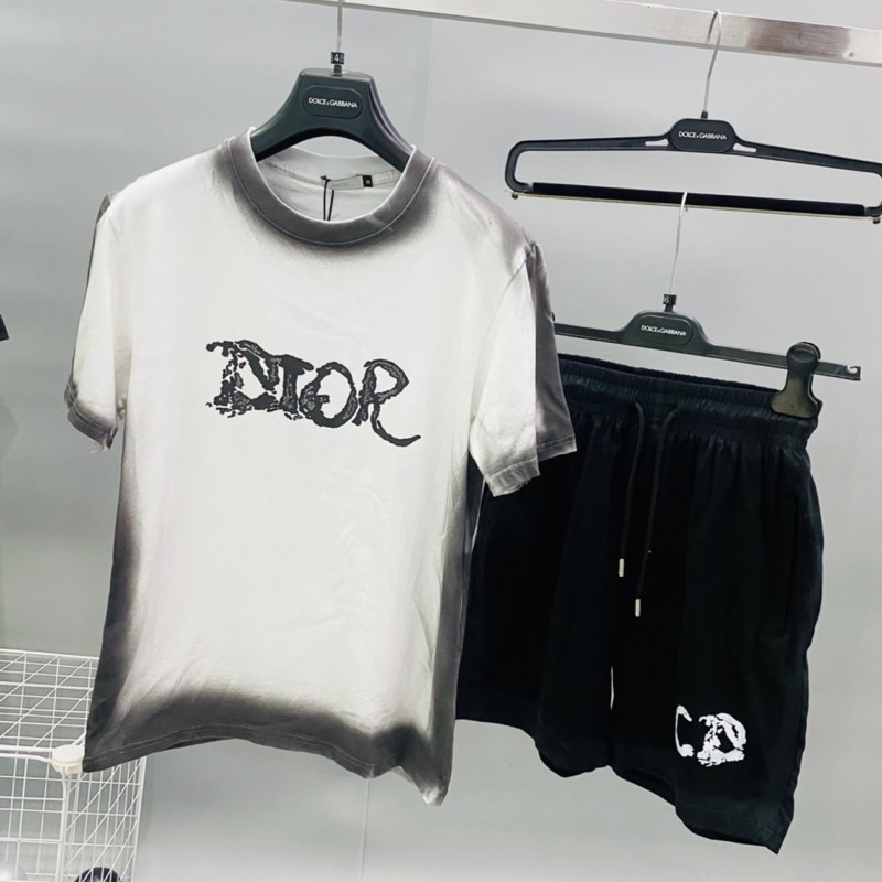 Bộ Hè Nam CD Loang Màu Viền Dập Chữ Ngực