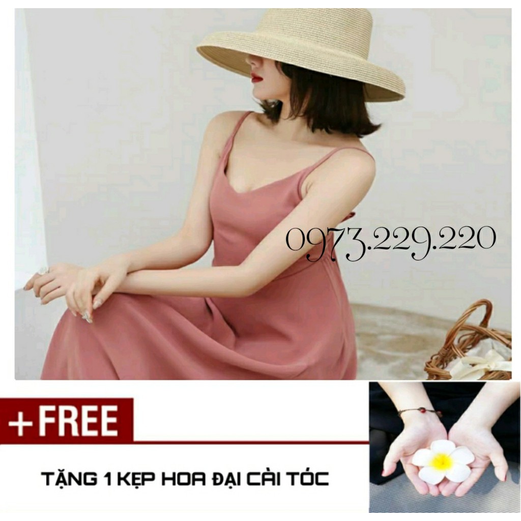 Mũ/Nón Cói Lồng Đèn Vintage Ko Nơ TẶNG 1 Kẹp Hoa Sứ
