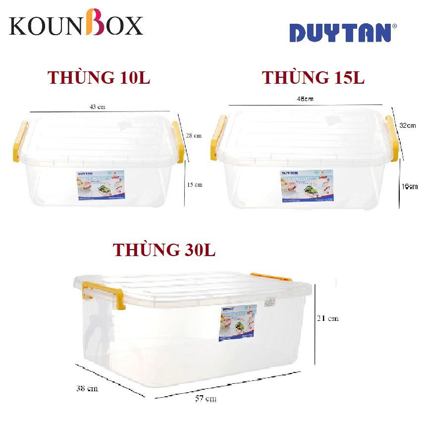 Combo 5 Thùng Nhựa Duy Tân trong suốt 10L - 15L - 30L