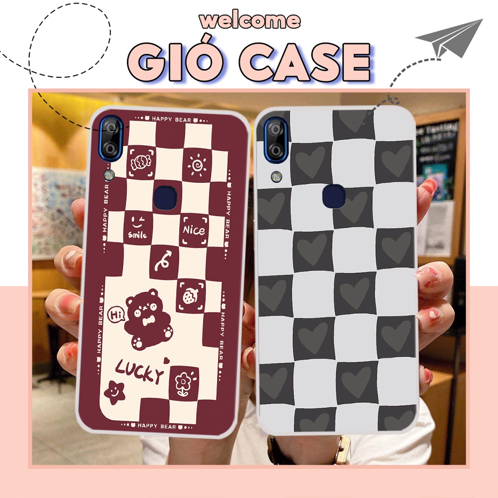 Ốp lưng Vsmart Joy 1/ Joy 1 Plus/ Joy 1+/ Joy 2 Plus/ Joy 2+ trái tim, hoạ tiết caro dễ thương viền dẻo
