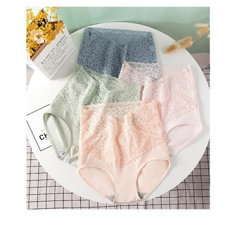 Combo 5 quần lót nữ cotton phối ren lưng cao ôm bụng 86041