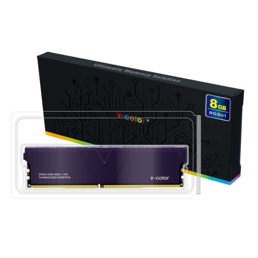 [Mã BMBAU300 giảm 10% đơn 499K] Ram PC V-Color DDR4 8GB 3200MHz Skywalker Plus UDIMM 1.35V Tím