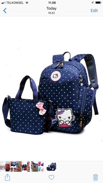 Balo 3 Trong 1 Họa Tiết Hello Kitty Chấm Bi Cho Bé