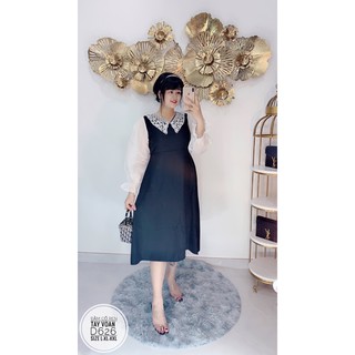 Bigsize Đầm cổ ren tay voan D626