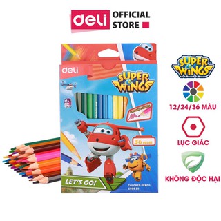 Bút chì màu học sinh Deli - Superwings - EC00800/EC00810/EC00820/EC00830