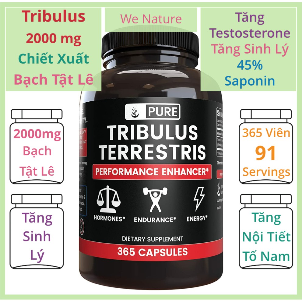 Tribulus 2000mg - 365 Viên - Tăng Cường Sinh Lý - Tăng Testosterone - Tăng Nội Tiết Tố Nam - Bạch Tật Lê