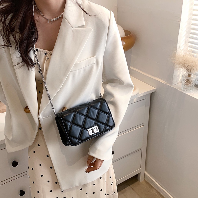 Túi Đeo JASMIN NOIR Chéo Nắp Lật Khóa Nhỏ Họa Tiết Caro Cổ Điển Cho Nữ