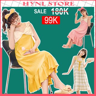 Váy Ngủ 2 Dây Bản To Dáng Suông Họa Tiết Xinh Váy Ngủ Cute Nơ To V002