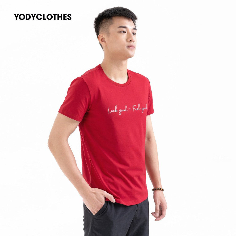 Áo thun phông nam YODY cổ tròn tay ngắn vải cotton mát mẻ PPM3461