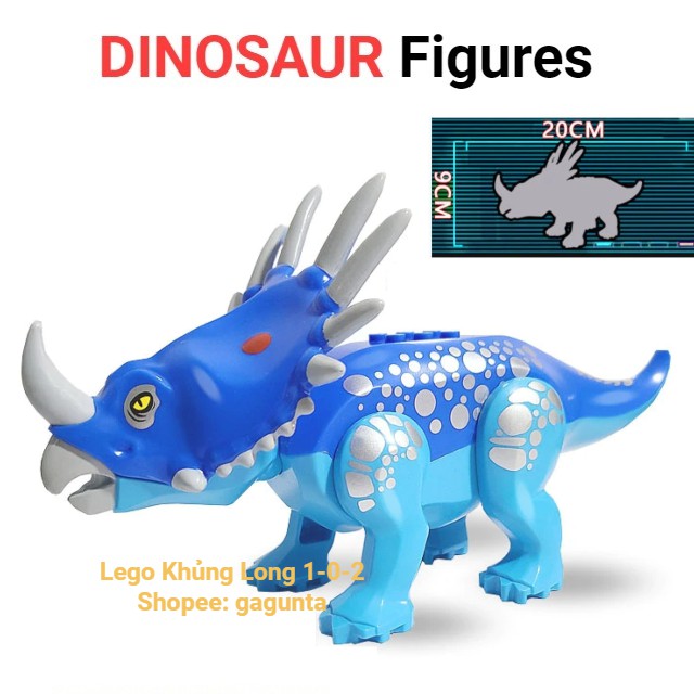 Đồ Chơi Khủng Long 1 Sừng To Xanh Dương 2021 Phiên Bản Đặc Biệt Jurassic World Hãng Lele Dài 20cm x Cao 9cm