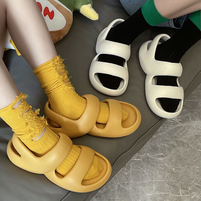 Oeggeo shop Xăng đan Phẳng EVA Ngoài Trời Cho Nam Và Nữ Có Hai Thắt Lưng