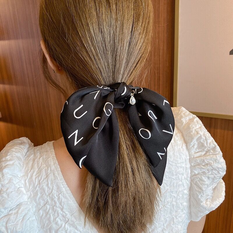 Dây ruy băng cột tóc đính nơ đuôi chim én thời trang mới 2021