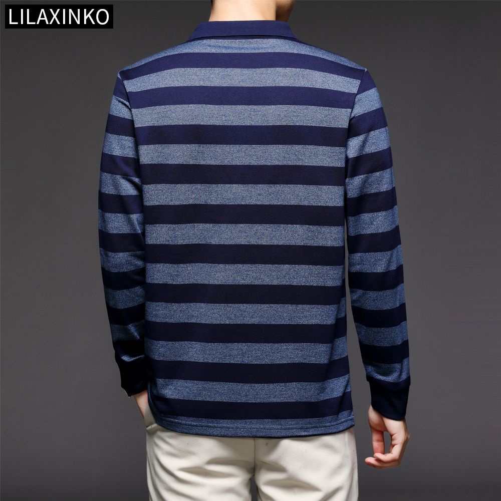 Áo Thun Polo Tay Dài Họa Tiết Kẻ Sọc 4 Màu Thời Trang Thu Đông Cho Nam