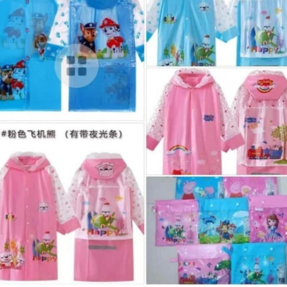 ÁO Mưa Trẻ Em Thiết Kế Thông Minh, Lưng Rộng Đeo Được Cặp Size 6-15 tuổi