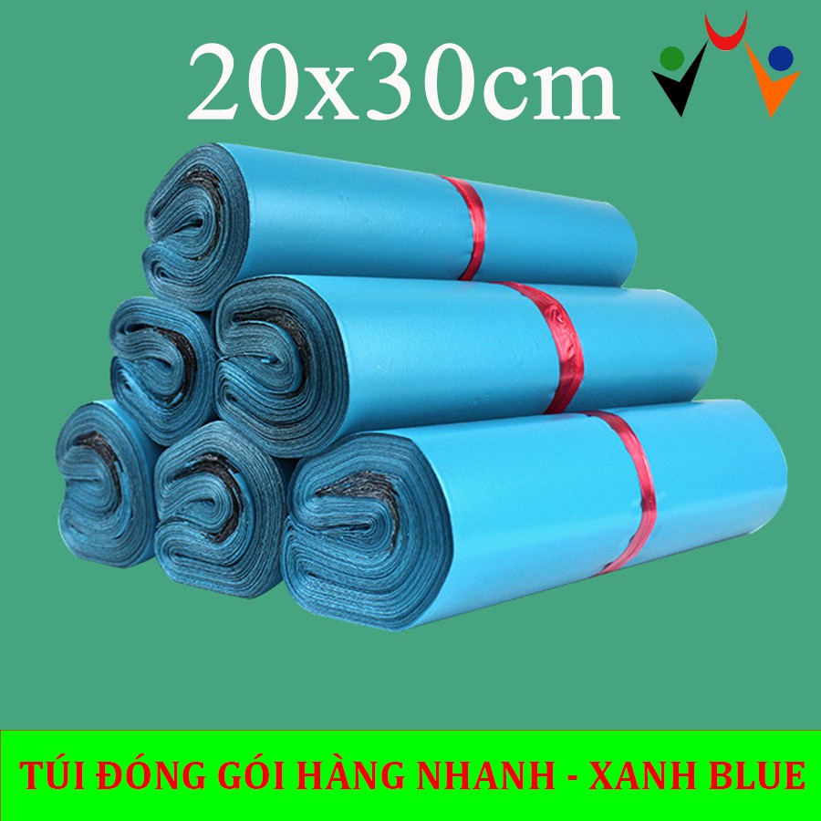 100 Túi ( 1 cuộn ) đóng gói hàng XANH BLUE size 20x30cm thay thế túi xi măng giá rẻ Hà Nội