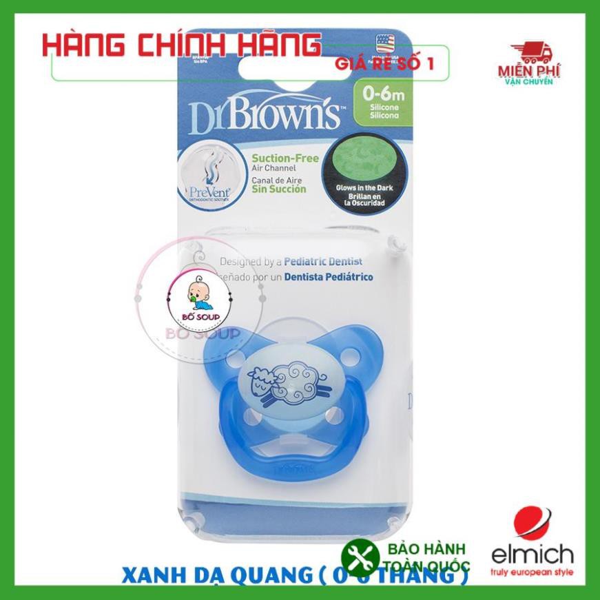 Ti Giả Dr Brown chỉnh nha, Núm ti Cho Bé Không Chứa BPA, hàng nhập khẩu Mỹ.