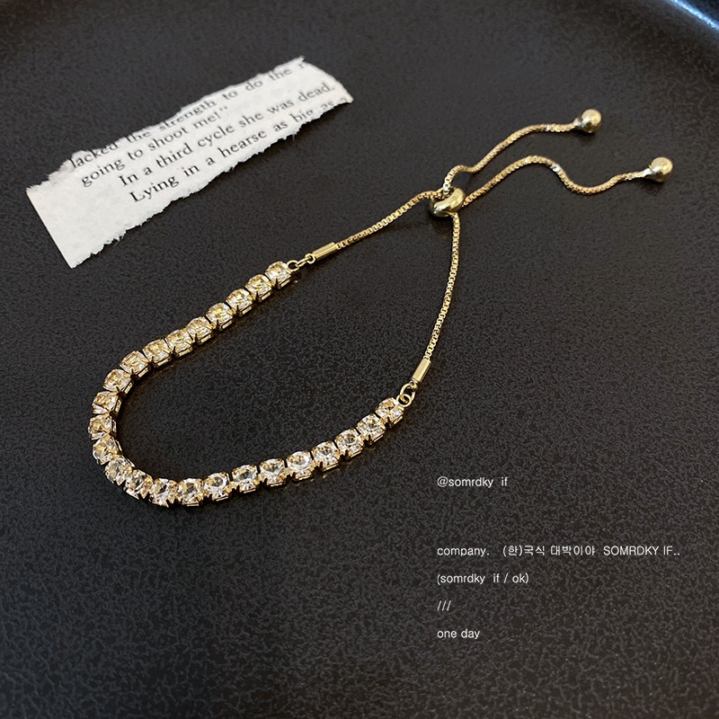 Vòng đeo tay YeYi đính đá zircon siêu lấp lánh có thể điều chỉnh thời trang mùa thu sang trọng cho nữ