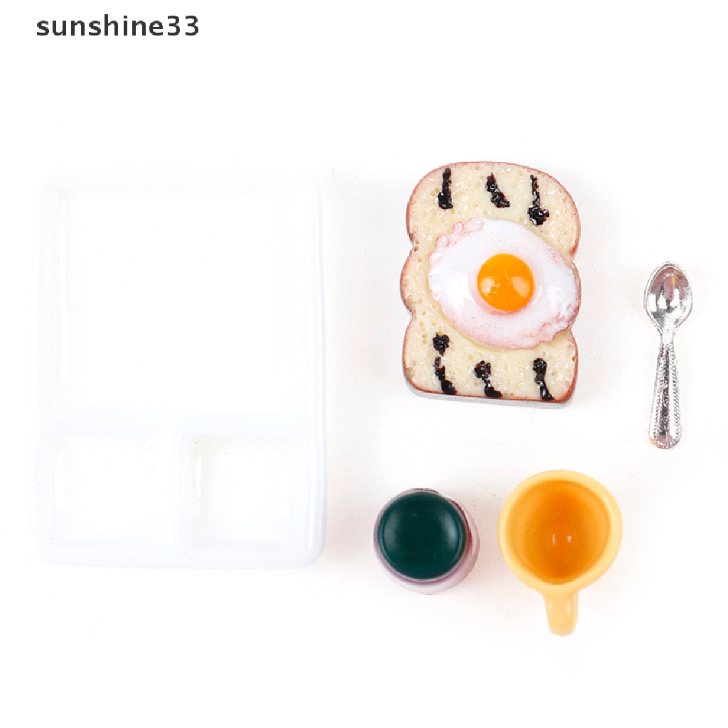 Set mô hình bánh mì mứt/ đĩa ăn/ muỗng/ cốc trang trí nhà búp bê