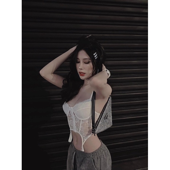 Túi kẹp nách prada đính đá tam giác