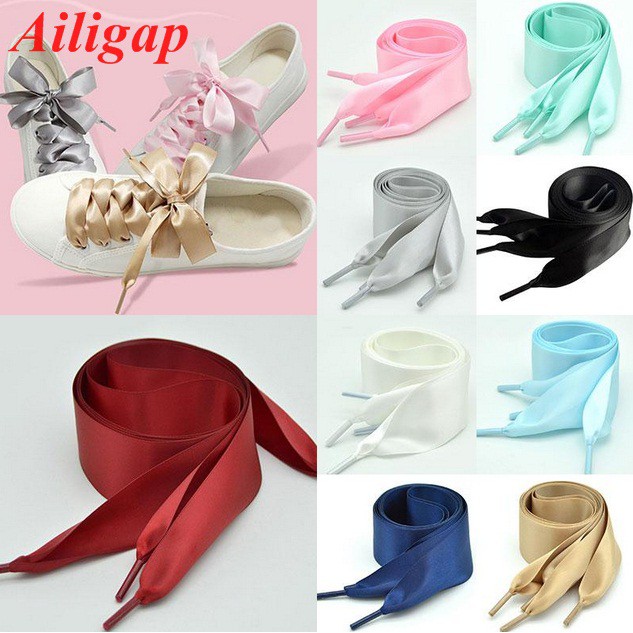 Set 2 dây buộc giày bằng vải lụa màu trơn xinh xắn
