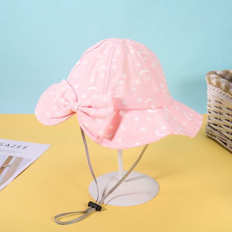 Mũ Chống Nắng Đi Biển Đính Nơ Hoạt Hình Dễ Thương Có Thể Điều Chỉnh Dành Cho Bé Gái