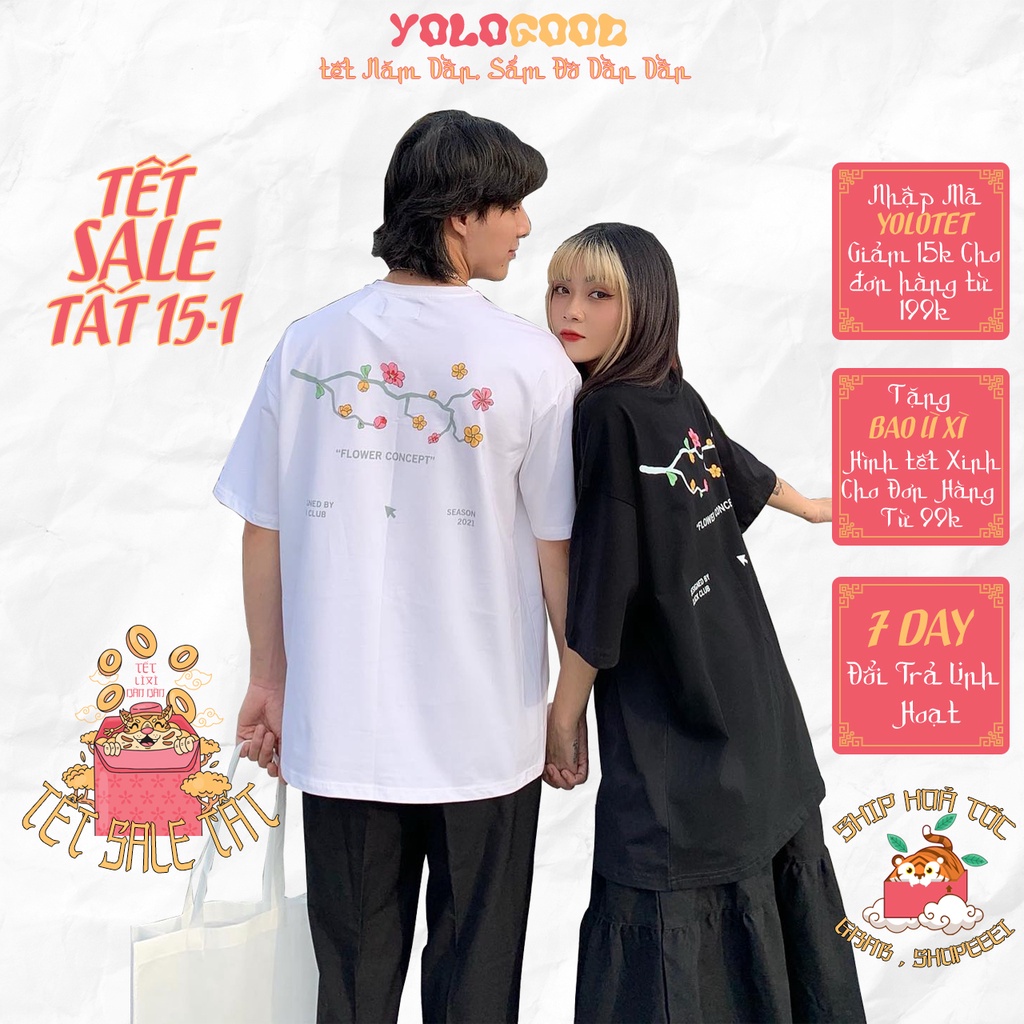 Áo thun tay lỡ  CLICK FLOWER  phông Unisex nam nữ tee oversize form rộng pull Ulzzang Streetwear Hàn Quốc vải mềm