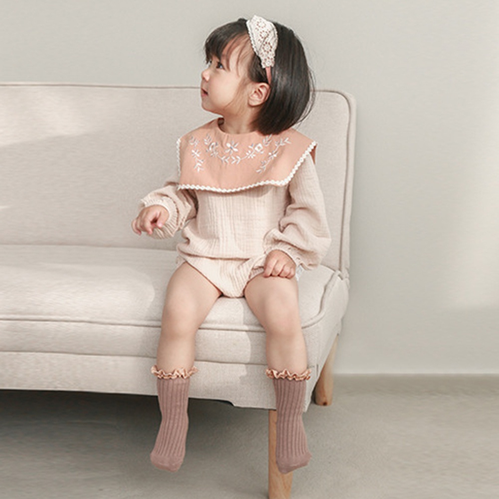 Tất Bằng Cotton Cổ Bèo Họa Tiết Sọc Caro Thiết Kế Dễ Thương Cho Bé Gái