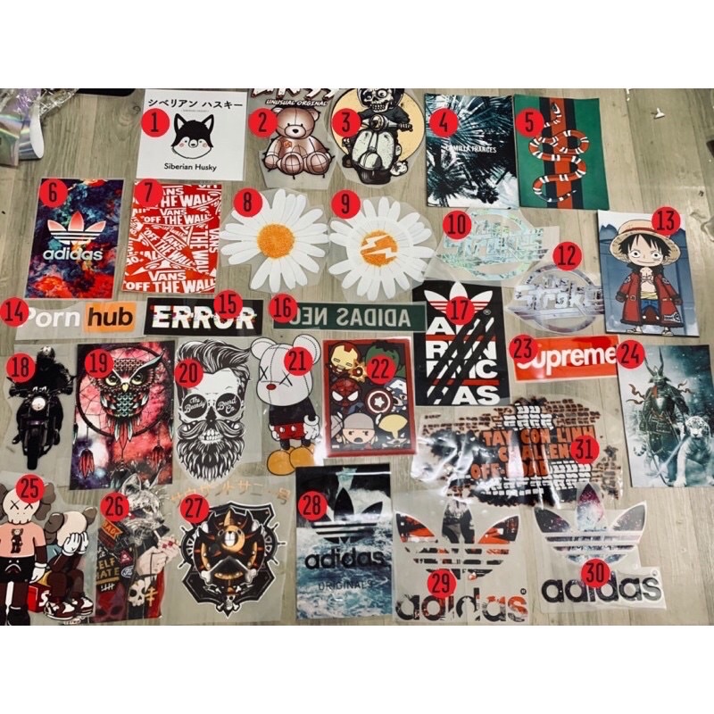 - Decal Logo Sticker Patch in áo ủi trực tiếp lên vải hình