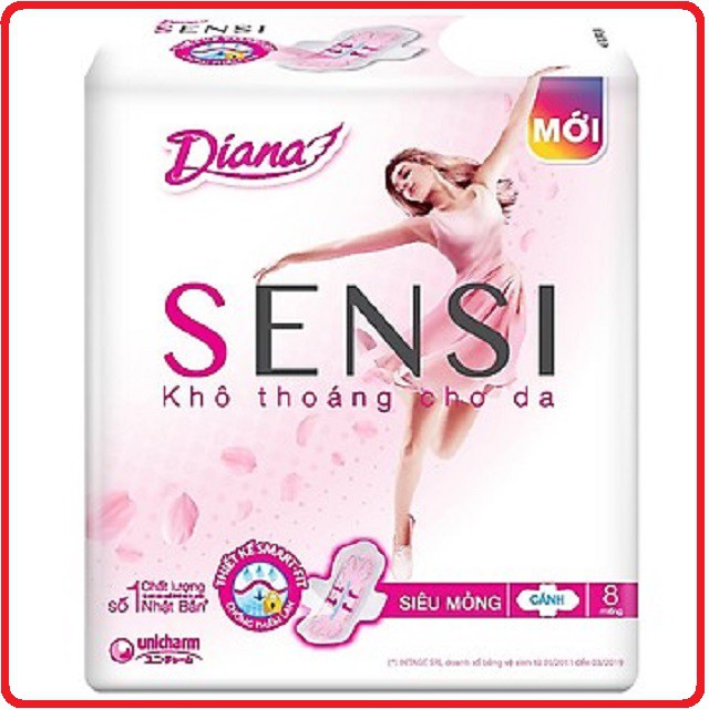 Băng Vệ Sinh Diana SENSI Siêu Mỏng Cánh (8 Miếng/gói)