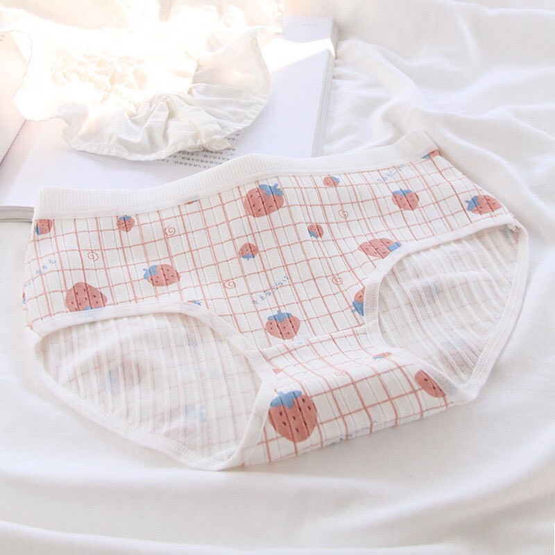 Quần Lót Nữ - Quần Lót Nữ Set Cotton gân tăm Dâu hồng cạp chun thiết kế mềm mại thoáng mát DAN STORE MÃ A292