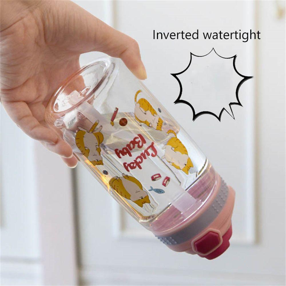 ☆Yola☆ Bình Nước Nhựa Silicone Có Tay Cầm Và Ống Hút Họa Tiết Hoạt Hình Sáng Tạo Cho