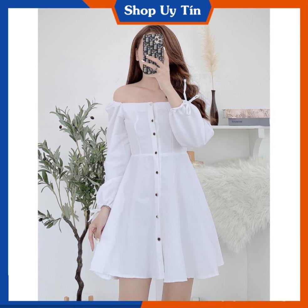 Đầm Trễ Vai Tay Phồng  Váy Body Bẹt hở vai trắng đi dự tiệc cưới công sở thiết kế sang chảnh xinh dài tay VD049 | BigBuy360 - bigbuy360.vn