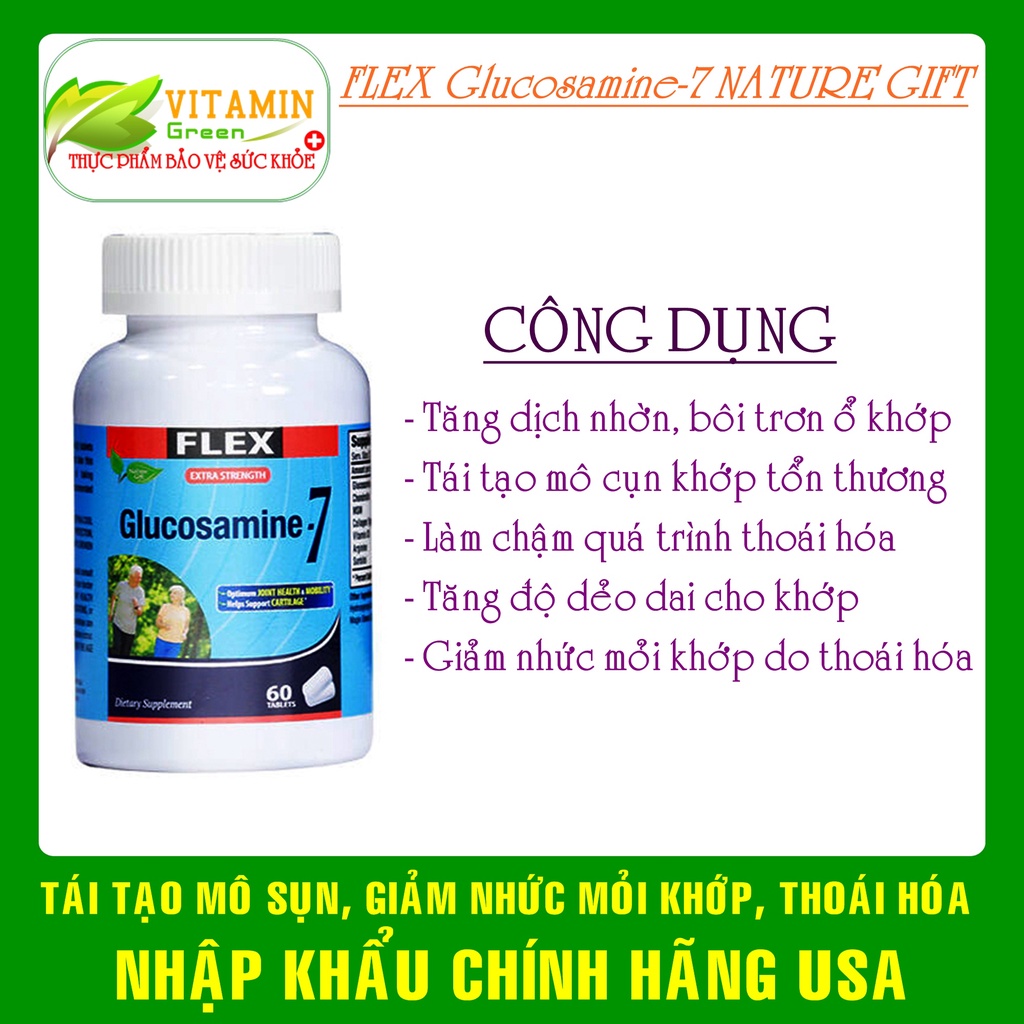 Viên uống bổ xương khớp FLEX Glucosamine-7 Nature Gift tái tạo mô sụn, giảm nhức mỏi khớp | Nhập khẩu chính hãng Mỹ
