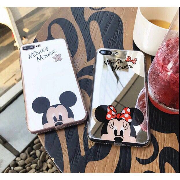 Ốp điện thoại mặt gương hình chuột Mickey Minnie kiểu Hàn cho iPhone 7 / 8plus 6 / 6p XS XR