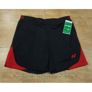 Quần cầu lông nam nữ Yonex đen phối đỏ